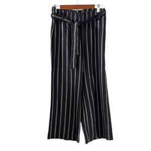 J. Jill Linen Blend Stripe Paper Bag Pull-On Crop Pants Size S